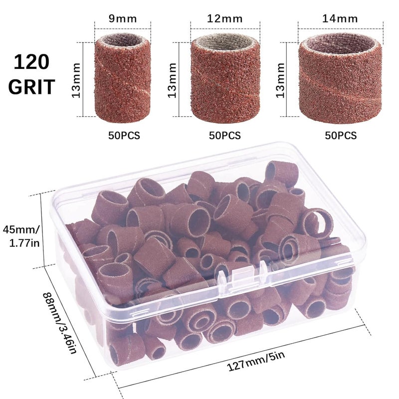 BAGTeck 162 Pieces Sanding Drums Kit Drum Sander for Drill with Storage Box Including 150 Pieces Sanding Band Sleeves and 12 Pieces Drum Mandrels for Rotary Tool- 120 Grit - Image 5